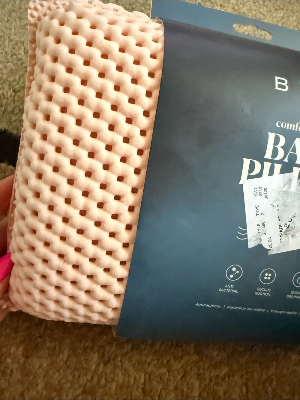 BINO Pink Ultra Soft Bath Pillow